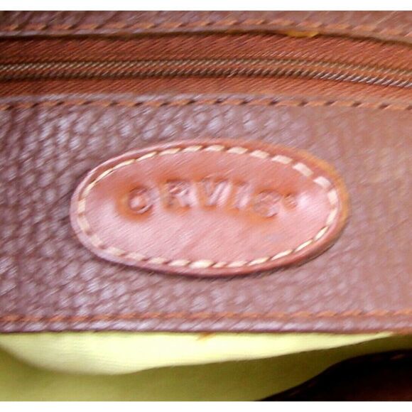 VINTAGE ORVIS PEBBLED BROWN GENUINE LEATHER TOTE SHOULDER BAG HANDBAG PURSE - Picture 9 of 9